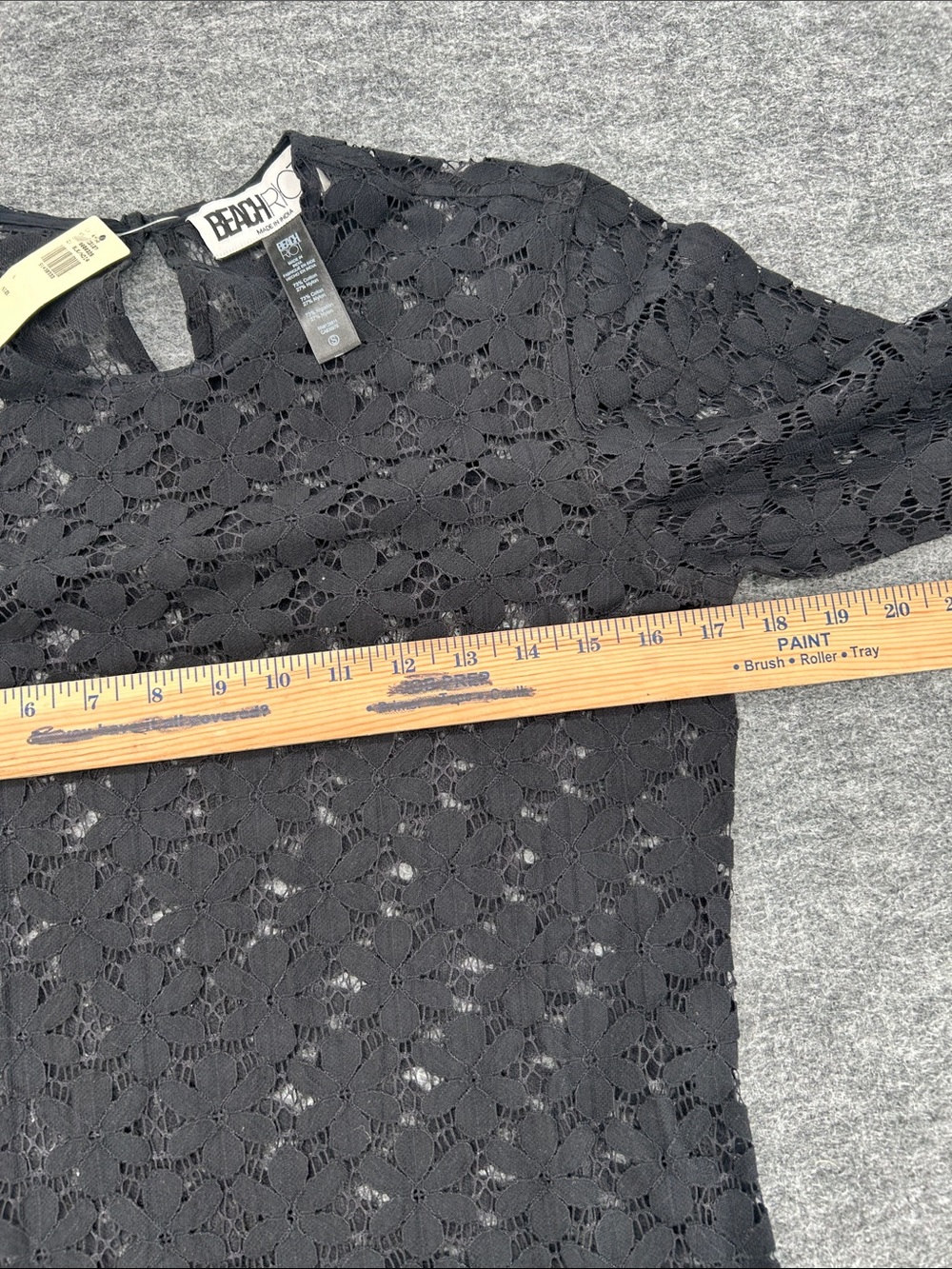 NEW Beach Riot Goldie Black Floral Lace Bell Sleeve Mini Dress sheer Size Small - Picture 12 of 13